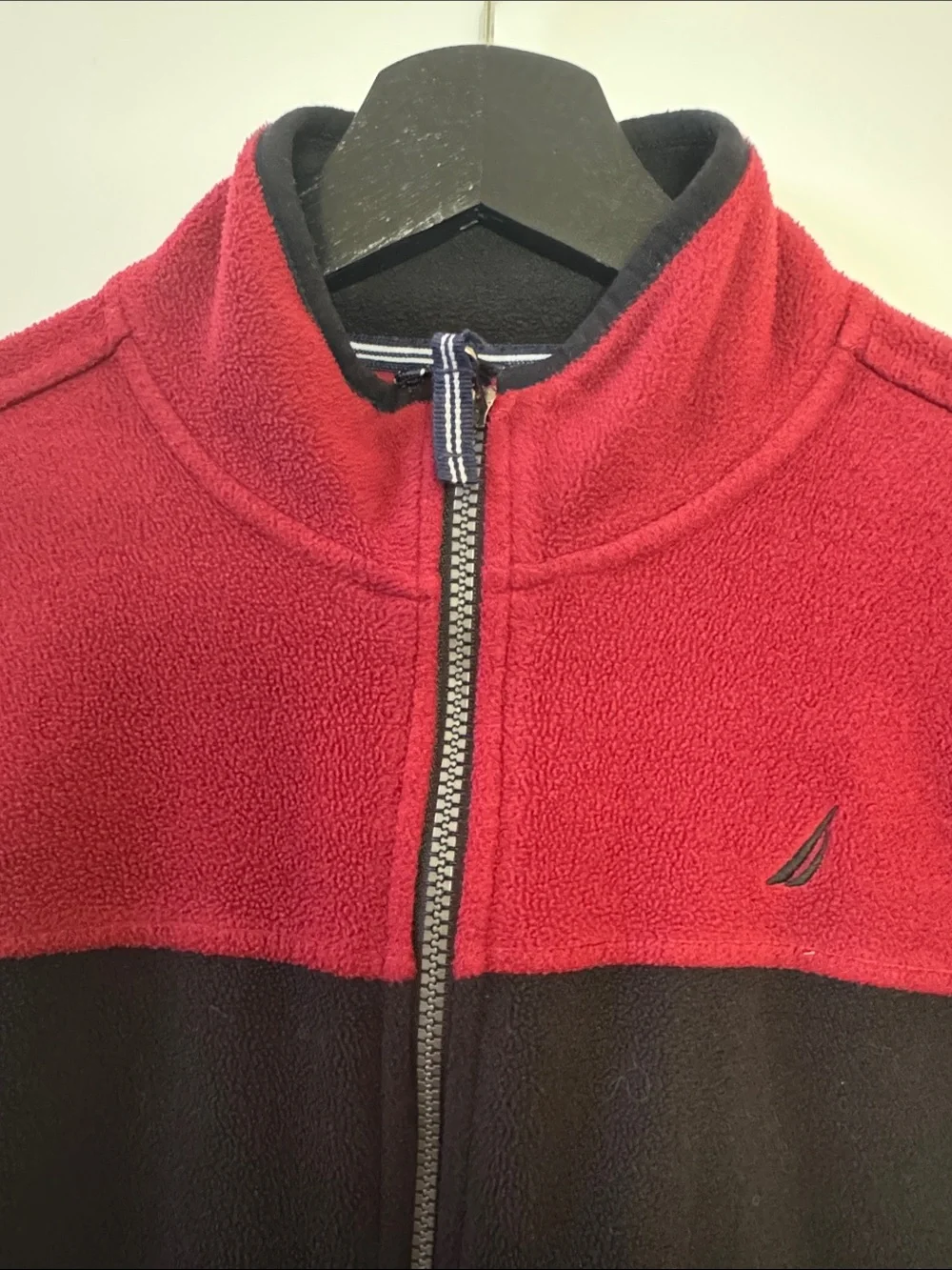 Nautica Youth Red  and Black Zip Fleece Jacket